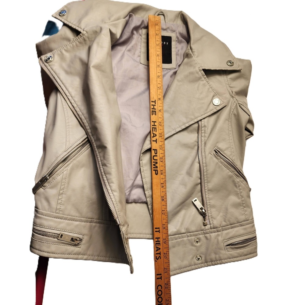 Therapy Grey Asymmetrical Zipper Notched Lapel Biker Jacket Women's Small - Picture 8 of 13